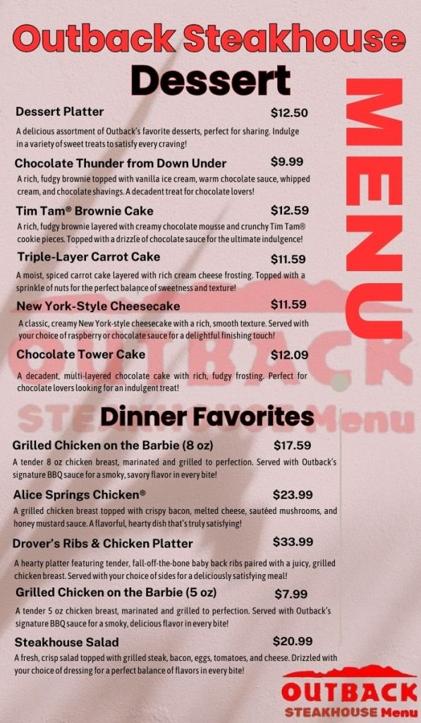 Outback Steakhouse Dessert Menu Price